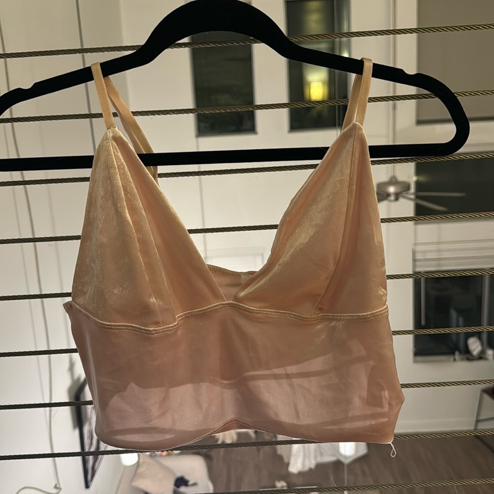 Pink Cropped Velvet Tank top